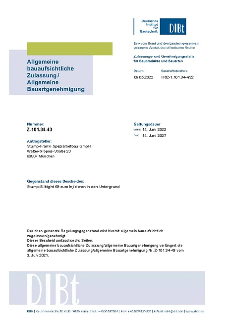 PORR Spezialtiefbau Stump Silitight69 Z 101 34 43