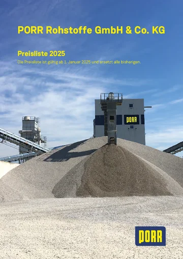 PORR Rohstoffe Preisliste