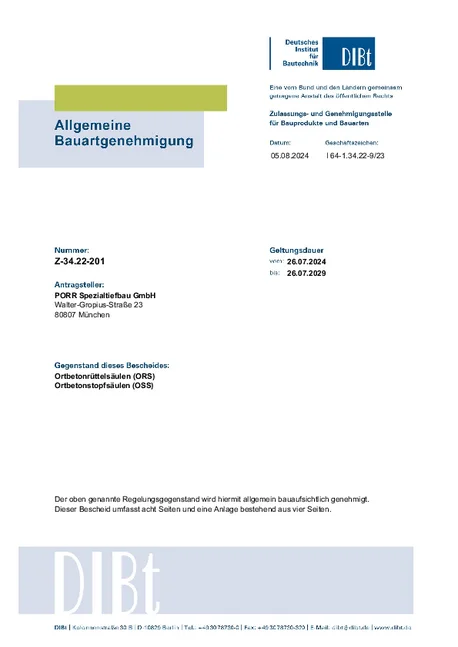 PORR Spezialtiefbau Ortbetonruettelsaeule Ortbetonstopsaeule Z 34.22 201