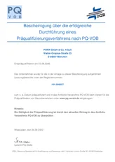 PORR DE Infrastruktur Praequalifizierungsverfahrens nach PQ VOB