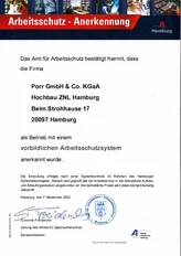 PORR DE Anerkennung Arbeitssicherheit Hamburg