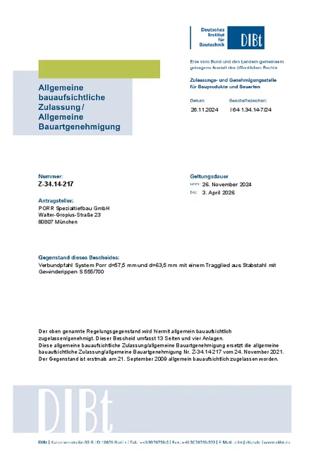 PORR Spezialtiefbau Stump Verbundpfahl Z 34.14 217