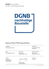 PORR Spezialtiefbau DGNB Basiszertifikat